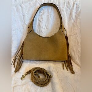 Coach Brooklyn 23 with fringe in beige suede